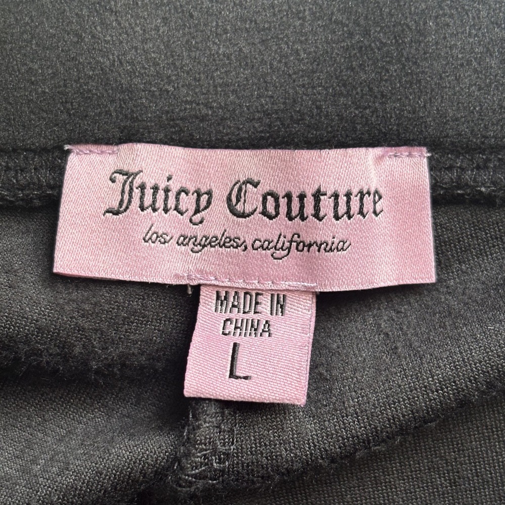 Juicy Couture Women's Velour Drawstring Track Pants Size L Black Y2K Lounge Soft - Picture 6 of 12